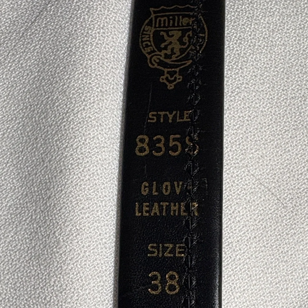 Black Glove Leather Womens Miller Equestrian Belt - Size 38